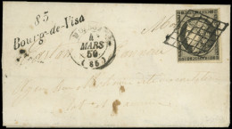 Let EMISSION DE 1849 - 3c   20c. GRIS-NOIR, Obl. GRILLE S. LSC, Càd T15 MOISSAC Et Cursive 85/BOURG-DE-VISA, TB, Certif. - 1849-1876: Période Classique