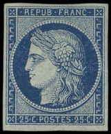 (*) EMISSION DE 1849 - 4a   25c. Bleu Foncé, Neuf Sans Gomme, TB. C - 1849-1850 Cérès