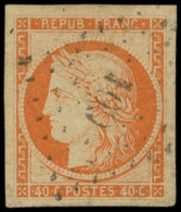 EMISSION DE 1849 - 5    40c. Orange, Obl. PC 109, Grandes Marges, TTB/Superbe - 1849-1850 Cérès