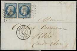 Let PRESIDENCE - 10   25c. Bleu, PAIRE Obl. PC 3398 S. LAC, Càd T15 TOURS 29/5/53, Frappes Superbes - 1849-1876: Klassieke Periode