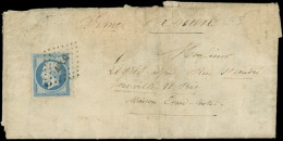 Let EMPIRE NON DENTELE - 14A  20c. Bleu, T I, Obl. Los. AOQG S. Lettre Avec Longue Correspondance Datée 5/3/55 "Grand Qu - 1849-1876: Période Classique