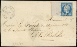 Let EMPIRE NON DENTELE - L14Ai 20c. Bleu, Bdf FILET D'ENCADREMENT, Obl. PC 3077 S. LSC, Càd T15 ST GENIS De SAINTONGE 6/ - 1849-1876: Klassieke Periode