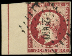 EMPIRE NON DENTELE - L17Ag 80c. Carmin, Bdf Avec FILET D'ENCADREMENT, Obl. PC 2960, RR Et TTB. Br - 1853-1860 Napoléon III.