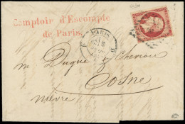 Let EMPIRE NON DENTELE - 17Ad 80c. VERMILLONNE, Obl. Los. D S. LAC, Càd D PARIS D 9/7/57, Arr. COSNE, TTB. C - 1849-1876: Période Classique