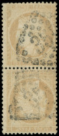 CERES DENTELE - T59b 15c. Bistre, PAIRE Verticale TETE-BECHE Oblitérée GC, TB - 1871-1875 Cérès