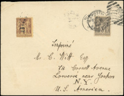 Let TYPE SAGE SUR LETTRES - N°85 Et 87 Obl. Duplex US POSTAL/EXPOSITION 15/9 Killer 1900 S. Env., Arr. NEW-YORK 26/9, TB - 1877-1920: Semi Modern Period