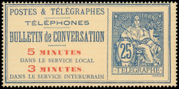 (*) TELEPHONE - Téléphone 15 : 25c. Bleu Sur Chamois, TB - Telegraphie Und Telefon