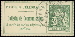 TELEPHONE - Téléphone 30 : 3f. Vert, Obl., TB. C - Telegraphie Und Telefon