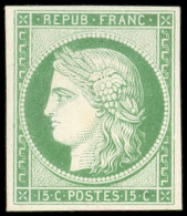 (*) ESSAIS -  2 : 15c. Vert Clair, Papier Carton, TB - Other & Unclassified