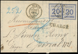 Let ALSACE-LORRAINE - 6   20c. Bleu (2) Obl. Càd T17 NANCY 23/2/71 S. LAC CHARGE Pour Epinal, Taxe 2 Au Crayon Bleu, TB - Covers & Documents