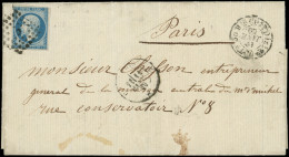 Let LETTRES DE PARIS - N°14A Obl. Los. G Sur LAC, Càd Noir 1ère Diston 7h30 12/1/60, DOUBLE PORT Paris Pour Paris, R Et  - 1849-1876: Classic Period