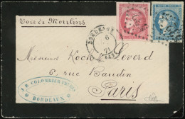 Let Boules De Moulins -  N°45B Et 49 Obl. GC 532 S. Petite Env., Càd T17 BORDEAUX 6/(1)/71, Mention "Voie De Moulins", T - Guerre De 1870