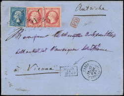 Let DESTINATIONS - N°22 Et 24 PAIRE Obl. Etoile 11 S. Env., Càd R. De L'Echelle 27/4/64, Arr. WIEN Le 1/5, Triple Port,  - 1849-1876: Classic Period