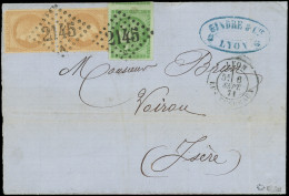 Let AFFRANCHISSEMENTS DE SEPTEMBRE 1871 - N°28B PAIRE Et 42B Obl. GC 2145 S. LAC, Càd LYON 6/9/71, Combinaison TTB - 1849-1876: Klassik