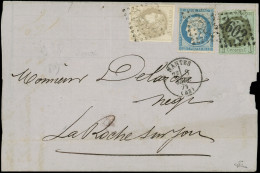 Let AFFRANCHISSEMENTS DE SEPTEMBRE 1871 - N°25 Défx, 37 Et 41B Obl. GC 2602 S. LAC Non Complète, Càd NANTES 8/9/71, TB.  - 1849-1876: Klassik