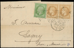 Let AFFRANCHISSEMENTS DE SEPTEMBRE 1871 - N°20 Et 28B PAIRE, Obl. Etoile 24 S. LAC, Càd R. De Cléry 18/9/71, TTB - 1849-1876: Klassik