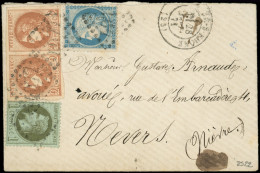 Let AFFRANCHISSEMENTS DE SEPTEMBRE 1871 - N°25, 37 Et 40B PAIRE (1 Ex. Au Filet), Obl. GC 4077 S. Env., Càd T17 VALENCE- - 1849-1876: Klassik