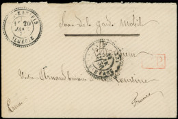 Let LETTRES ET OBLITERATIONS D'ALGERIE - Càd T25 BOU-KANIFIS 20/1/71 S. Env. De Garde Mobile, Griffe PP Rouge, TB - 1849-1876: Klassik