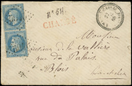 Let LETTRES ET OBLITERATIONS D'ALGERIE - N°29B 20c. Bleu T II (2 Dt 1 Dents Coupées En Haut) Obl. GC 5040 S. Env. CHARGE - 1849-1876: Klassik