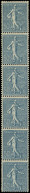 * ROULETTES - 7   Semeuse Lignée, 50c. Bleu, BANDE De 6, 1 T. *, TB - Coil Stamps