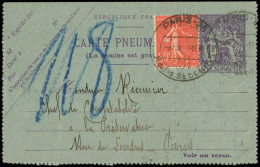 Let LETTRES DU XXe SIECLE - N°199 Sur Carte Pneu 1f. Violet Obl. Càd D'ESSAI à Pont PARIS-26/R. Du FG St DENIS 9/32/27,  - Covers & Documents