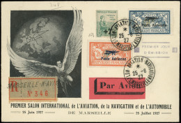 Let LETTRES DU XXe SIECLE - PA 1/2 Et Poste N°163 Obl. Càd De L'Expo 25/6/27 S. Env. Officielle Rec. Par Avion, TB - 1927-1959 Briefe & Dokumente