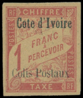 * COTE D'IVOIRE Colis Postaux 4b : 1f. Rose Sur Paille, SANS Accent, TB. C - Other & Unclassified