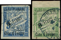 COTE D'IVOIRE Colis Postaux 16/17 : 4f. Sur 5c. Bleu Et 8f. Sur 15c. Vert, Obl., N°17 Bdf, TB - Autres & Non Classés