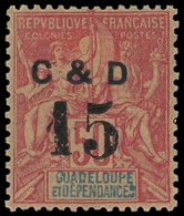 * GUADELOUPE 47b : 15 Sur 50c. Rose, C Au Lieu De G, TB - Sonstige & Ohne Zuordnung