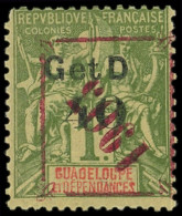 * GUADELOUPE 52L : 40 Sur 1f. Olive, Surch. Rouge Types Hh Et M, TB - Other & Unclassified