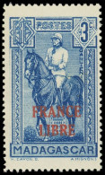 ** MADAGASCAR 243 : 3c. Bleu, FRANCE LIBRE, TB - Other & Unclassified