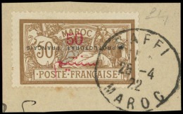 MAROC 50a : 50c. Sur 50c. Brun Et Gris, PROTECTORAT RENVERSE, Obl. SAFFI S. Fragt, TB - Autres & Non Classés