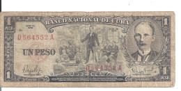 CUBA 1 PESO 1959 VG+ P 90 - Cuba