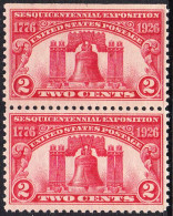 !a! USA Sc# 0627 MNH Vert.PAIR (top Side Cut / A2 / Gum Slightly Damaged) - Liberty Bell - Neufs