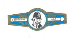 5) Bague De Cigare Série Tintin Bleue Dorée Royal Flush Kuifje Agent De Police En Superbe.Etat - Advertisement