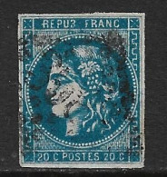 France 46Ab Bleu Très Foncé Oblitéré Cote +300€ - 1870 Bordeaux Printing