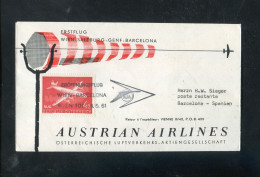 "OESTERREICH" 1961, AUA-Erstflugbrief "Wien-Barcelona" (60043) - Eerste Vluchten