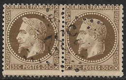 France, Paire Du N°30 Brun, Napoléon Lauré, Oblitéré G.C Bordeaux (32). Cote 60€ - 1863-1870 Napoléon III Con Laureles