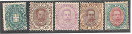 1889 - REGNO D'ITALIA Stemma Ed Effigie Umberto I Sassone N. 44 45 47 48 49 Serie Non Completa Nuova Linguellata MH* - Neufs