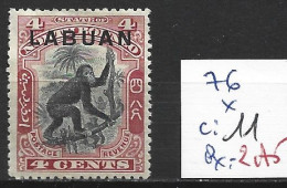 LABUAN 76 * Côte 11 € ( Charnière Forte ) - Borneo Septentrional (...-1963)