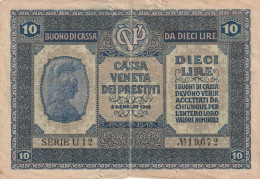BANCONOTA CASSA VENETA DEI PRESTITI 1918 10 L. VF  (B_755 - Buoni Di Cassa