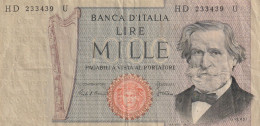 BANCONOTA ITALIA L.1000 VERDI VF  (B_433 - 1000 Lire