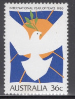 Australia 1986 Single Stamp To Celebrate International Year Of Peace In Unmounted Mint - Ongebruikt