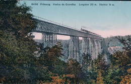 Fribourg, Chemin De Fer, Train à Vapeur Sur Le Viaduc De Grandfey (8456) - Structures