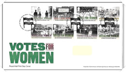 2018 GB FDC - Votes For Women - Typed Address - 2011-2020 Em. Décimales