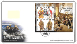 2022 GB FDC - Royal Marines Mini Sheet - Typed Address - 2021-... Em. Décimales