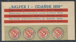 Poland Label - Philatelic Exhibition 1959 (L006): Gdansk Balpex (sheet - Fragment) - Revenue Stamps