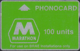 UK - CUR004B L&G Marathon PHONECARD Oil (Green Band - Notched) 100 Units - 148A - Boorplatformen