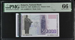 50000 Leva BULGARIA 1997 UNC PMG 66 EPQ - Bulgaria