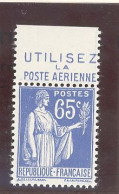 BANDE PUB -N°365- 65c BLEU TYPE PAIX- N**-PUB  POSTE AÉRIENNE - (MAURY 247) - - Unused Stamps